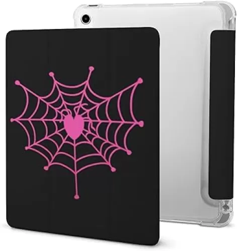 Spider Web Heart-Shaped Tablet Case Slim Stand Protective Cover with Pencil Holder Compatible with IPAD/IPAD Pro/IPAD Air1/2/3