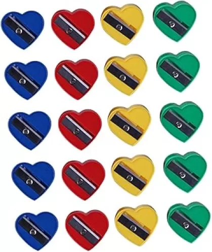 STOBOK 60pcs Heart Shaped Pencil Sharpeners Pack Single Hole Eye Pencil Sharpener for Boys and Girls Students Easy to Use Sturdy Plastic Mix Colors