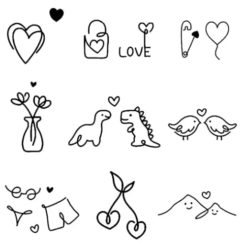 Tattoo Tech, 16 Design/1 Sheet Small Semi Permanent Tattoo, Temporary Tattoos, Last 1-2 Weeks, Waterproof, Realistic Look, No Adhesive, No Reflection (2ﾗ3inch Loving Heart)