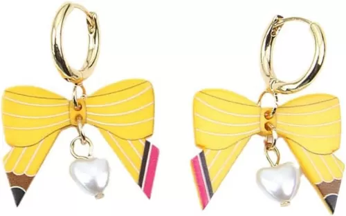 Teacher Earrings for Women Bow Earrings Pencil Heart Drop Dangle Earring Cute Teacher Day Back To School Gifts