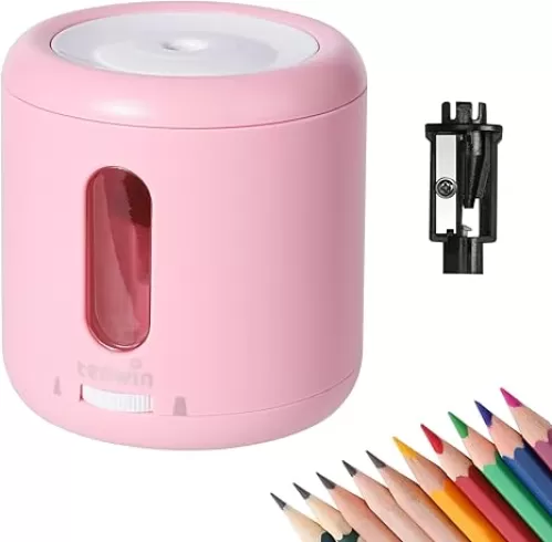 tenwin Electric Pencil Sharpener, Battery Powered and Portable Pencil Sharpeners Kid, Blade to Fast Sharpen, Suitable for NO.2/Colored Pencils(6-8mm), School/Classroom/Office/Home