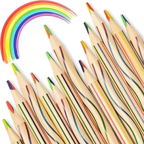 ThEast Rainbow Pencils Party Favors, 30 Pieces 4 in 1 Colored Pencils for Kids, Teen Girl Gifts Trendy Stuff, Goodie Bags Stuffers for Kids