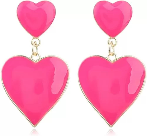 Unique Double Heart Dangle Drop Earrings Chic Personalized Love Hearts Dangling Earrings For Women Gifts Valentine's Day Mother's Day Gift