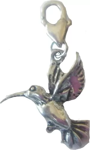 Unisex Tibetan Silver Hummingbird Zipper Pull with Heart Shaped Secure Lobster Claw Clasp + GIFT BAG