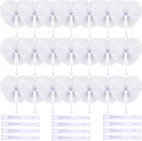 Unittype 150 Packs Wedding Paper Fans Heart Shaped Folding Handheld Fans for Wedding Decorate Guests Favor Anniversary Birthday Party Supplies Home Decor(White)