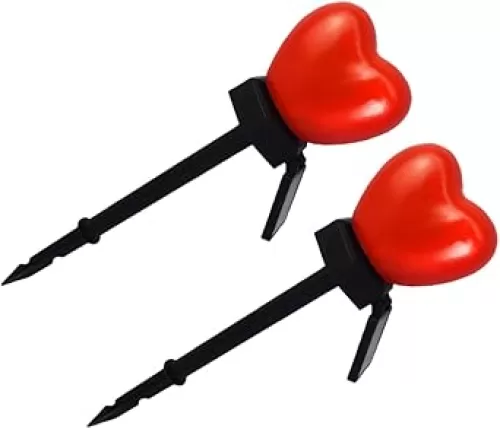 Uonlytech 2pcs Heart-Shaped Solar Light Stake Outdoor Decorative Lights for Garden Lawn Patio for Romantic Pathway Lighting