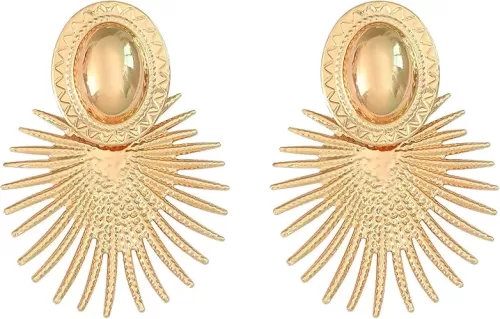 WCRAZYE Gold Star Statement Earrings for Women Delicate Fashion Geometric Exaggerated Fan-Shaped Dangle Earrings Bohemian Minimalist Gold Heart Flower Star Statement Earrings Jewelry Gifts