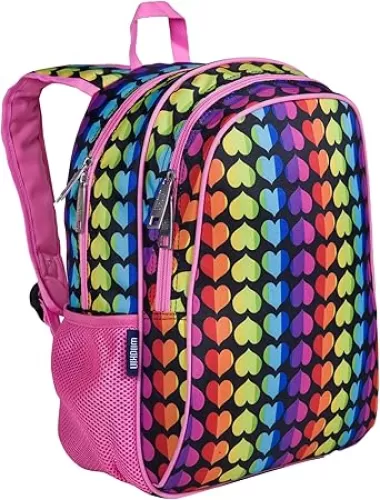 Wildkin 15-inch Kids Backpack – Durable, Padded, Adjustable for School & Travel - Rainbow Hearts