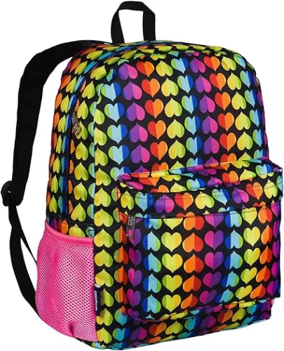 Wildkin 16-inch Kids Backpack – Durable, Padded & Spacious School Bag for Boys & Girls - Rainbow Hearts