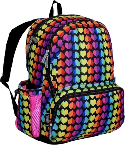 Wildkin 17-inch Kids Backpack – Durable, Lightweight School Bag for Boys & Girls - Rainbow Hearts