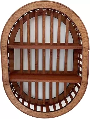 Wood Display Stand Round Heart Wood Storage Shelves Room Decor Wall Hanging Storage Shelf Ornament Bookshelf