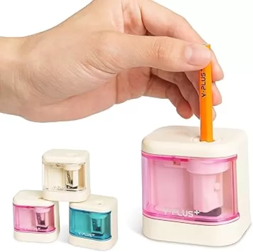 YPLUS Electric Pencil Sharpener for Kids, Super Portable Small Colored Pen Sharpeners, Automatic Mini Sharpener for Classroom, Stocking Stuffers for Kids Toddler - Pink