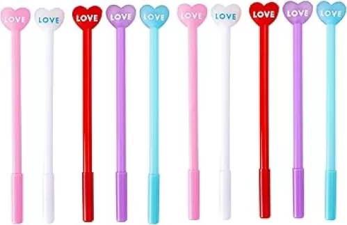 YYaaloa 20pcs Heart Shaped Pens Heart Gel Ink Pens 0.5 mm Black Ink Novelty Pens for Valentine's Day Students Teachers Employees Gifts (20)