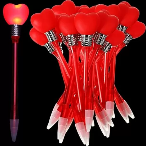 Zonon 36 Piece Valentine‘s Day Pen Heart LED Ballpoint Ink Pen Glow in The Dark Valentine‘s Day Party Favors Office Supplies(Chic Style)