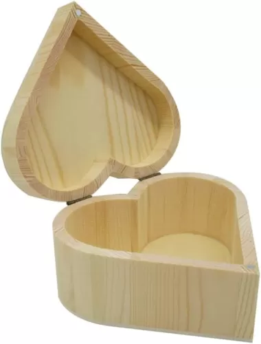 1 Pack Wooden Heart Shaped Gift Boxes Jewelry Trinkets Beads Hair Accessories Paper Clips Storage Container