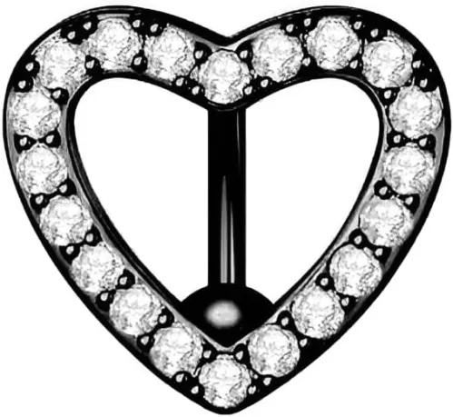 1 PC 14G Silver Love Heart Belly Button Rings with Clear Zircon Stainless steel Navel Reverse Hinged Hypoallergenic Piercing Jewelry for Women