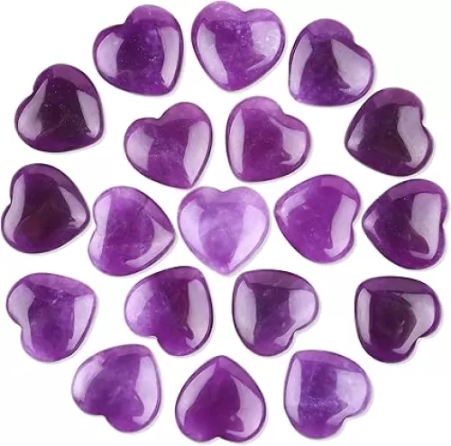 10PCS Natural Heart Stone Healing Crystal Palm Gemstones Wholesale Amethyst Bulk Crystals Rock Real Gemstones Hearts For Lover Gifts and Chakra Reiki Balancing 0.8 inch