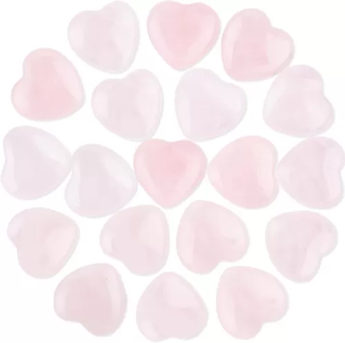 10PCS Natural Heart Stone Healing Crystal Palm Gemstones Wholesale Rose Quartz Bulk Crystals Rock Real Gemstones Hearts For Lover Gifts and Chakra Reiki Balancing 0.8 inch