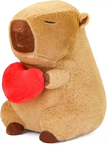 11 inch Capybara Plush Toy with Heart – Soft and Huggable Stuffed Animal for Kids for Birthday or Valentine’s Day Gifts