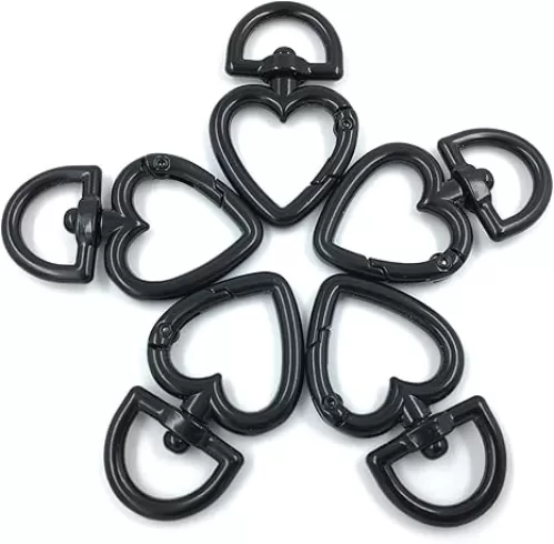 12 Pcs 3/4 Inch Zinc Alloy Heart Shape Swivel Buckles Trigger Spring Keyring Buckle, Clasps Hooks Keychain Ring Buckles Shinning Swivel Snap Fashion Clips (Electrophoresis Black)