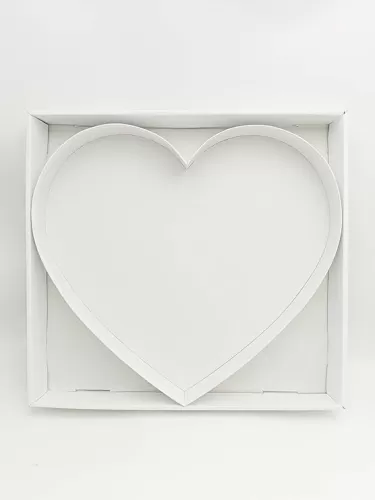12.5inch Fillable Paper Mache Heart Shape Cardboard Cutouts Charcuterie Board Food Sweet Cupcake Tray Party Decorative Box (Heart, White)
