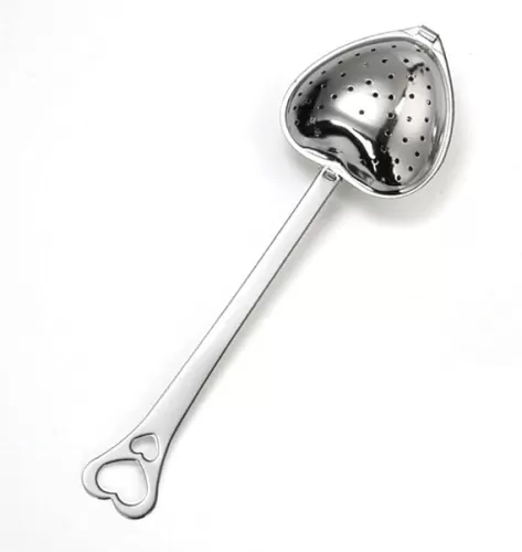 1Pc Silver Tea Strainers for Loose Tea Tea Infuser Heart Shaped Tea Filter Set Long Spoon Kitchen Mugs Diffuser with Handle Infuser Filter Spoon Easy to Use, Tea Filters, Home and Kitchen