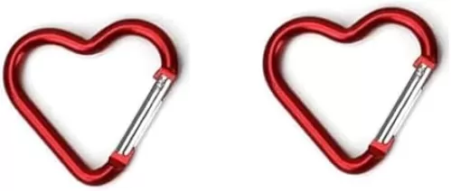 2Pcs Red Heart Shape Carabiners Keychain Clips Snap Hook Key Ring for Camping Accessories Backpack Water Bottle Aluminum Alloy Accessory and Keychain Carabiners，Accessories