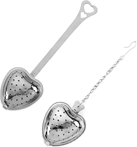 2Pcs Tea Strainers for Loose Tea Spoon - Heart Tea Steeper Tea Filter Fine Mesh Strainer Stainless Steel Tea Diffuser Tea Infuser Spoon - Loose Tea Steeper Tea Infuser