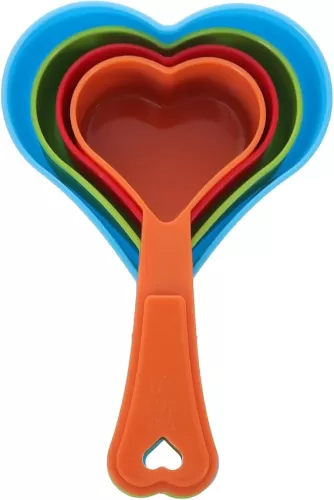 4Pcs Heart Shaped Measuring Spoons for Ingredients Baking Measuring Spoons Dessert Spoon Scoop Coffee Dry Measure Liquid Spoons Sfor Home Essentials Cooking Baking Tools