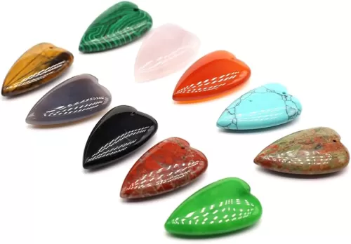 6 Pcs Large Heart Stone Pendants Healing Crystal Love Gemstone Charms for Jewelry Making Necklace Decoration Gift