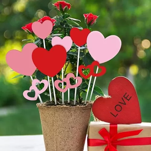 9 Pcs Metal Heart Planter Stakes Valentine