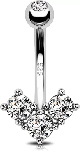 925 Sterling Silver Belly Button Rings 14G Heart Belly Navel Rings for Women Cute Navel Piercing Jewelry