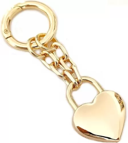Agromusk Gold Heart Padlock Bag Charms, Heart Shaped Keychain Accessories for Women Handbag Purse Charm Chain Gift