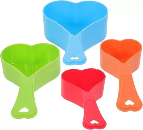 Alipis Heart Measuring Cups 4pcs Plastic Heart Measuring Spoons Liquid Measuring Spoons Multi-purpose Liquid and Dry Measuring Cups Set Cooking Baking Tools