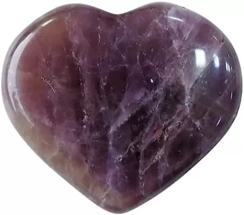 Amethyst Crystal 1 Inch Mini Heart Puff Stone - Pocket Massage Worry Stone for Natural Body Chakra Balancing, Reiki Healing and Crystal Grid