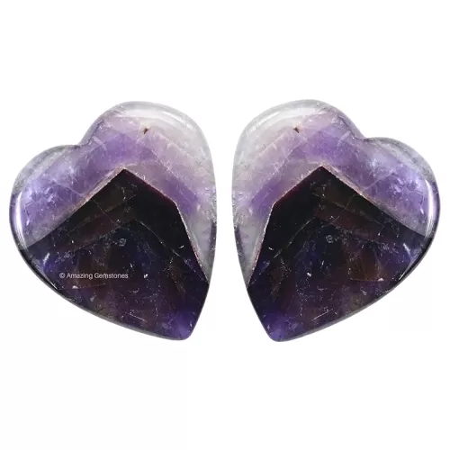 Amethyst Stone Heart - Pack of 2 Crystal Heart Stones Rocks - Corazones De Piedra Crystals and Healing Stones Heart Shaped Crystal - Stocking Stuffers Gifts
