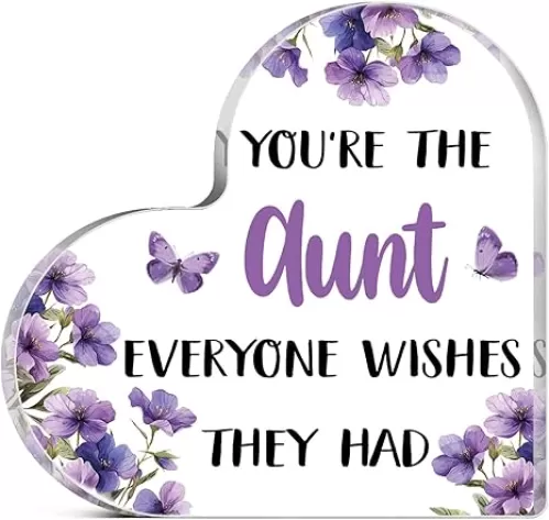 Aunt Gifts For Women Acrylic Plaque Decor Gifts For Aunts From Niece Nephew Unique Heart Shaped Desk Decorations Present Wedding Valentines Gift Mothers Day Christmas Gift
