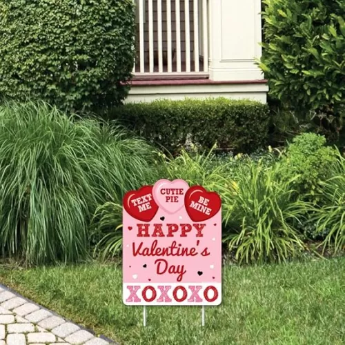 Big Dot of Happiness Conversation Hearts - Outdoor Lawn Sign - Valentine’s Day Party Yard Sign - 1 Piece
