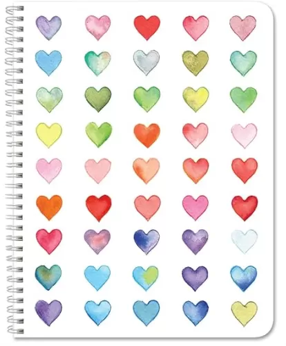 BookFactory Cute Notebook/College Ruled Notebook/Blank Ruled Journal for Students - Cute Hearts Cover, 100 Pages, Wire-O, 8.5'' x 11'' (JOU-100-7CW-PP(Hearts))