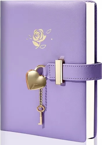 CAGIE Diary with Lock and Key for Girls Heart Shaped Girls Diary for Women Kids A5 Secret Notebook with Lock for Writing Travel Gifts, 5.3 x 7 inches, Pink