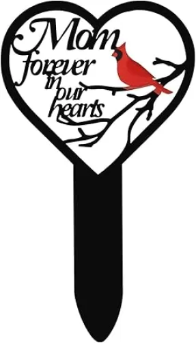 Cemetery Decorations for Grave, Heart Shaped Outdoor Garden Plaques for Mom Dad Cemetery Outdoors Yard Garden(Size:Mom Type)