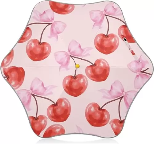 Cherries Heart Shape Pattern Umbrella for Kids Boys Girls - Lightweight Folding Umbrellas for Rain - Durable Travel Kids Outdoor Umbrella for School Park & Beach