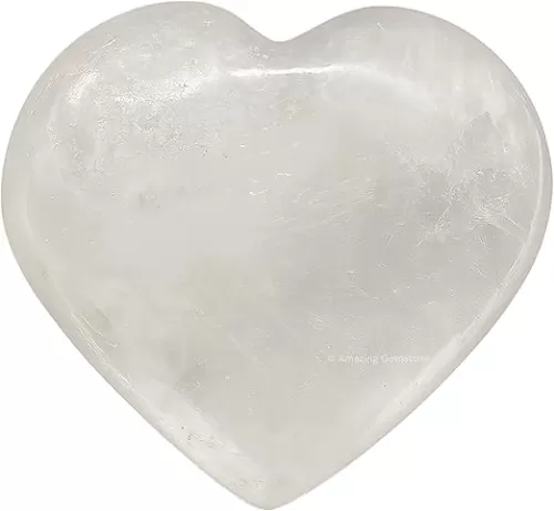 Clear Quartz Crystal Heart Palm Stone - Pocket Massage Worry Stone for Natural Body Chakra Balancing, Reiki Healing and Crystal Grid