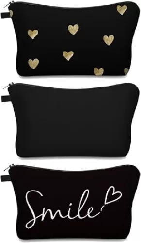 Deanfun Makeup Bag, 3pcs/set Super Funny 3D Printing Women Cosmetic Bag Multifunction Pencil Holder(Heart)