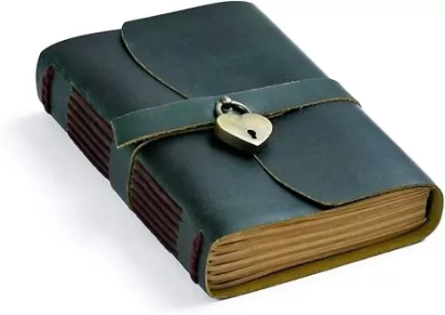 Diary For Girls in Four Color and 290 Lined Kraft Pages With Heart-Shaped Locked and Key - Cute Journal Gifts for Teen Girls, Diaries For Women Writing Notebook 7x5 inch (Green)