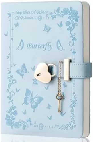 Diary with Lock and Key for Girls Ages 8-12 Journal with Lock for Teen Girls 224 Pages Heart-Shaped Locked Journal for Women, Blue