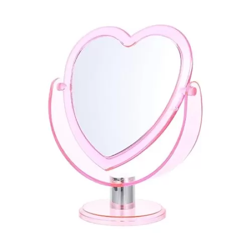 Double Sided Makeup Mirror Hear-shaped Table Mirror Desktop Cosmetic Mirror Vanity Mirror Heart Shaped Makeup Mirror Vintage Makeup Mirror Dresser Mirror Rotatable Mirror