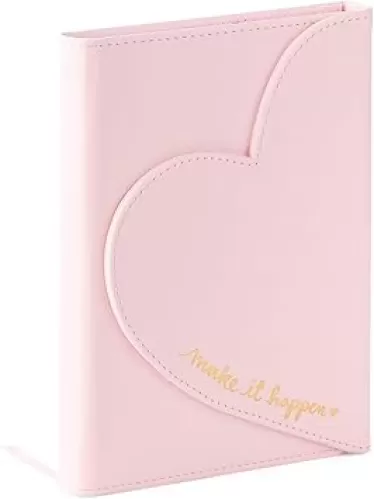 Eccolo Dayna Lee Love Journal & Notebook With Magnetic Heart Flap, 256 Acid-Free Ruled Pages (Light Pink - Make It Happen) - 5.5-x-7-inch
