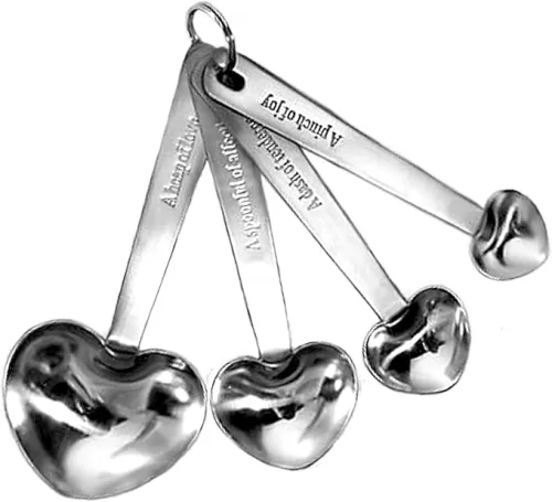 FASHIONCRAFT 4801 Love Beyond Measure Heart Measuring Spoons, Silver Measuring Spoons, Wedding Favor, 1-Piece
