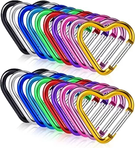 Ferraycle Heart Shape Keychain Clip Aluminum Alloy Carabiner Keychain Clip Spring Snap Hook Loaded Hook for Outdoor